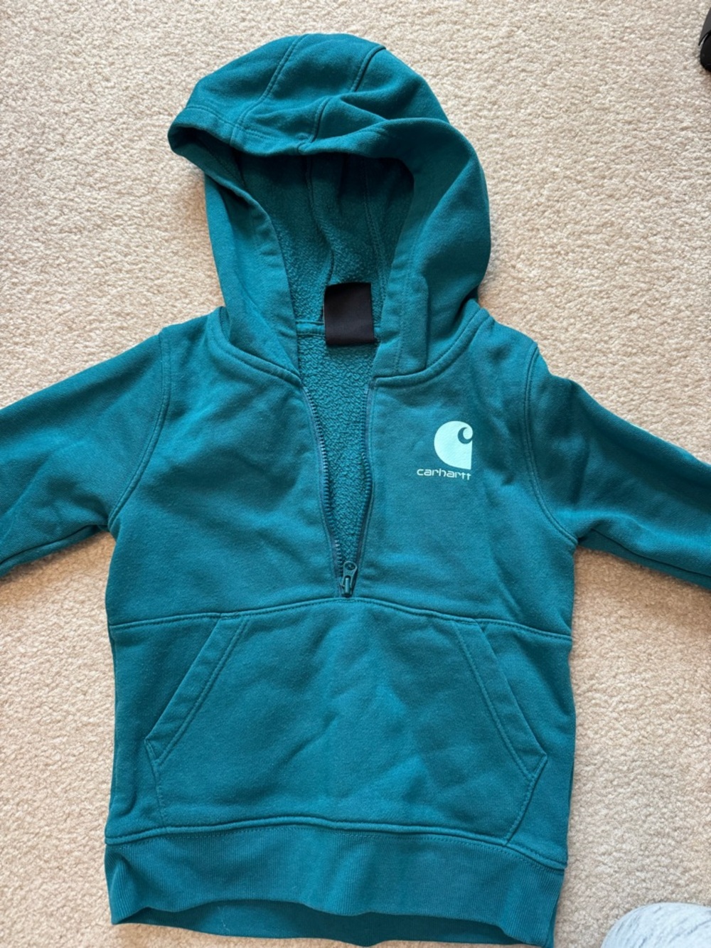 Carhartt Kids Teal Half-Zip Hooded Sweatshirt